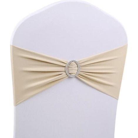 Lot de 50 PCS Noeud Papillon de Chaise Noeud Decoration pour Mariage Banquet (Champagne) (1/2)