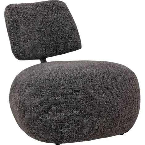 Fauteuil en tissu bouclette avec dossier gris foncé Calya (1/5)