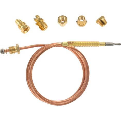 Kit Thermocouple à Gaz Universel 90cm M6X0.75, Thermocouple de Sécurité avec 5 Adaptateurs, Dispositif de Sécurité pour Chauffage Gazinière Brasero Four Chauffe-Eau (1/5)