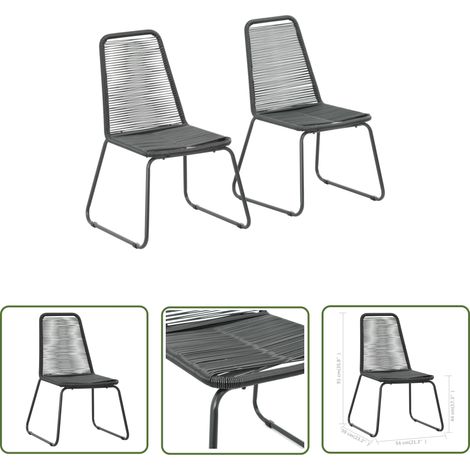 The Living Store Chaises d'extérieur lot de 2 Résine tressée Noir - Chaise De Jardin - Meubles De Jardin - Résine Tressée - Chaise Extérieure - Set De Chaises (1/4)