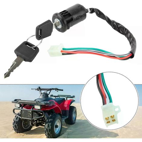 Interruptor de encendido para motocicleta + llaves, accesorios para scooter, aptos para quad, moto de cross y ATV, interruptor de encendido/apagado, piezas de repuesto universales de plástico. (1/5)