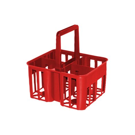 Cestello in plastica portabottiglie / bottiglioni a 4 posti - Rosso - Mobil Plastic