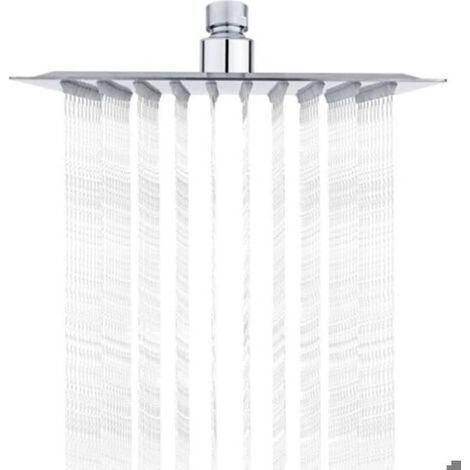 Pommeau de douche en acier inoxydable, pomme de douche carrée de 20 cm, filetage pluie universel 1/2", rotatif à 360° (1/4)