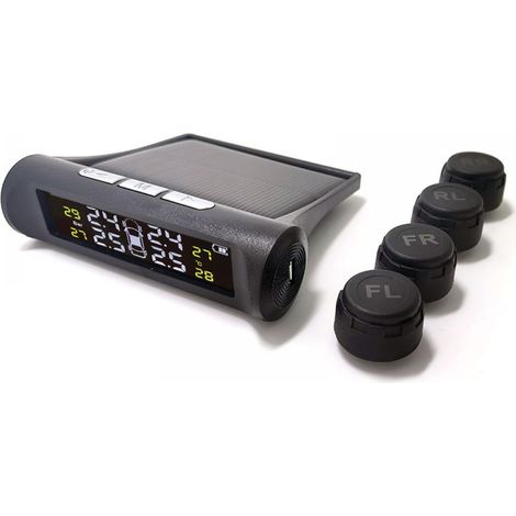 Système De Surveillance De La Pression Des Pneus - Sans Fil - À Énergie Solaire - Affichage LCD - Détecteur Externe - Pour Voiture - 4 Pièces (1/5)