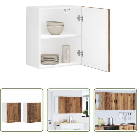 vidaXL Holzwerkstoff - Küchen-Hängeschränke 2 Stk. Porto Altholz-Optik Holzwerkstoff (1/5)