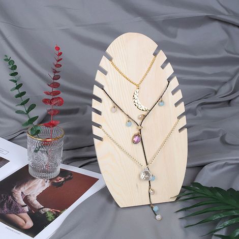 Grand présentoir en bois pour pendentifs, bijoux et accessoires présentoir en forme de flamme pour coiffeuses et colliers. (1/5)
