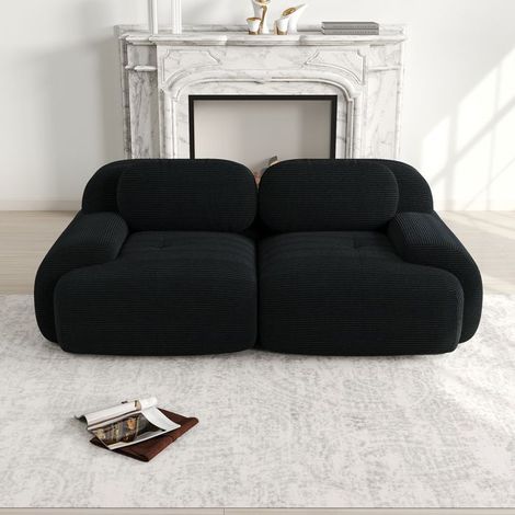 Canapé - Canapé d'angle modulable - 208 cm - Velours côtelé - Livré monté (1/5)