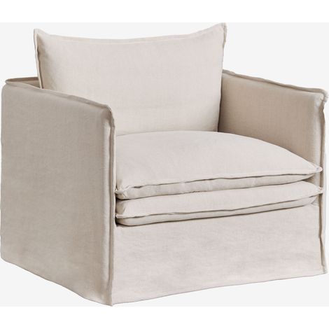 Sillón con reposabrazos en lino y algodón Grace SKLUM             