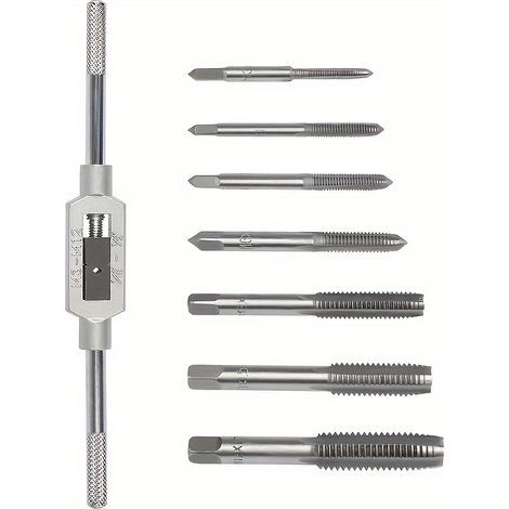 8-teiliges Gewindebohrer-Set, Gewindebohrer-Set, Handgewindebohrer-Set, Gewindebohrer-Set, mit verstellbarem Reibahlenschlüssel (1/5)