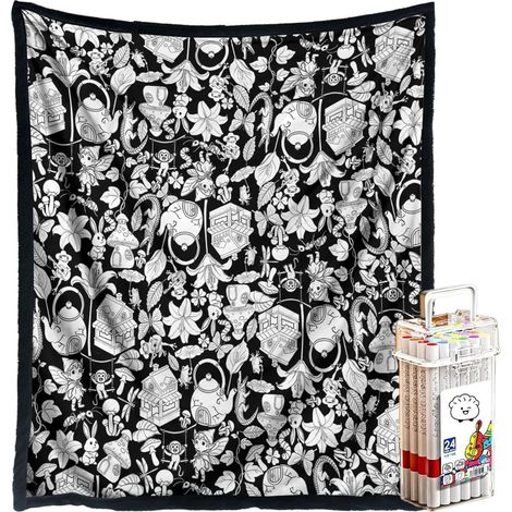CCYKXAGeneric Coloring Blanket with Markers, Washable Sofa Throws, DIY Craft Blanket for Teens, Adults, and Craft Enthusiasts (1/5)