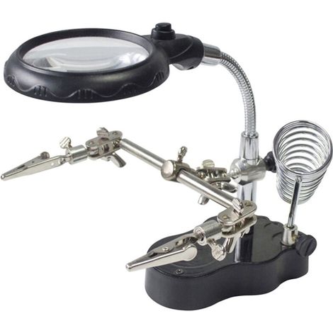 Loupe LED avec lumière sur support, bras de serrage pour la fabrication de bijoux, noir (1/5)