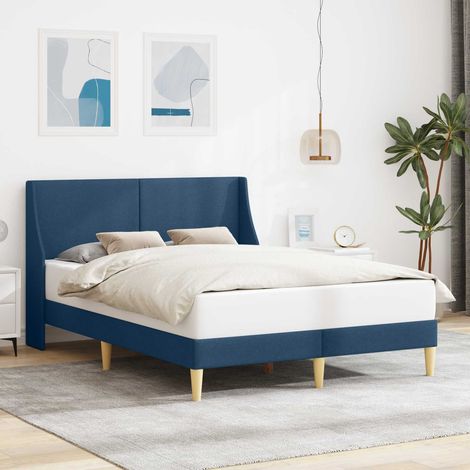 Bettrahmen Uni mit Kopfteil Blau 120 x 190 cm Stoff