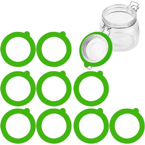 Joint en silicone de rechange, bagues d'étanchéité en caoutchouc pour couvercles de bocaux, joints hermétiques anti-fuite pour pots à clip en verre, vert, lot de 10 pièces (1/5)