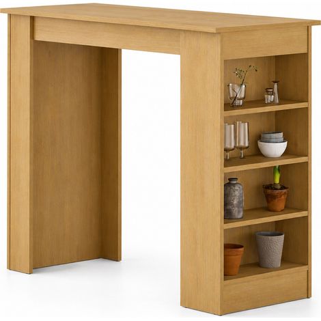 Tavolo da Bar con 4 Ripiani e Portaoggetti Quercia Salvaspazio 117x54x102 cm (1/5)