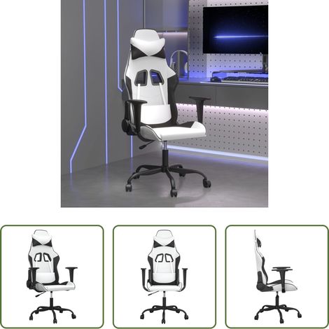 Chaise de jeu confort - Chaise de jeu Blanc et noir Similicuir (1/5)
