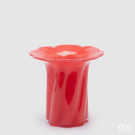 EDG Enzo De Gasperi Vaso Blossom H 20 Cm D 21 Cm Vetro Red