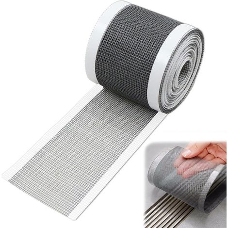 Autocollant pour bonde de lavabo - Crépine - Filtre anti-obstruction - Autocollant en maille auto-adhésive - Noir - Polyester - 7 x 1000 cm (1/5)