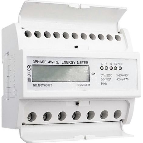 Digitaler 3-Phasen-Energiezähler mit LCD-Anzeige, weißem ABS-Gehäuse, 50 Hz, Stromverbrauchsanzeige, 230–400 V