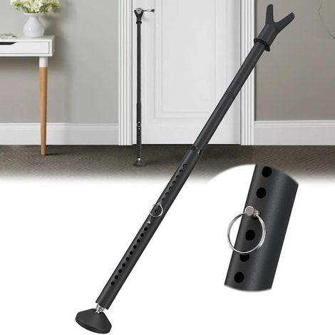 Verstellbare Türsicherheitsstange, Länge 48–132 cm – Robustes Eisen – Rutschfest – Schwarz – 1 Stück (1/5)