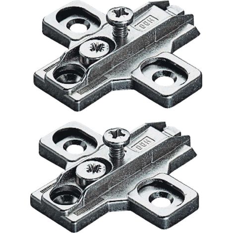2x embase en croix pour charnière de porte duomatic réglage en hauteur ±2 mm par excentrique distance D : 0 mm support plaque meuble placard étagère (1/2)