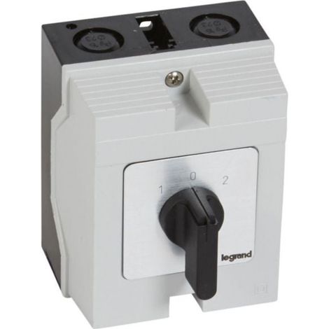 Commutateur à cames inverseur avec position arrêt 45° PR12 - 2P - 4 contacts - boîtier 96x120mm - LEGRAND