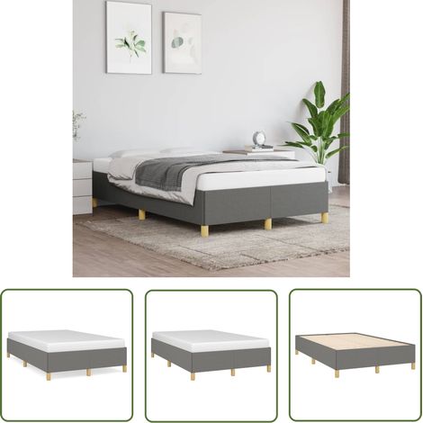 The Living Store Bettgestell ohne Matratze Dunkelgrau 120x200 cm Stoff - Bettrahmen - Doppelbett - Boxspringbetten - Lattenrost - Schlafzimmermöbel (1/5)