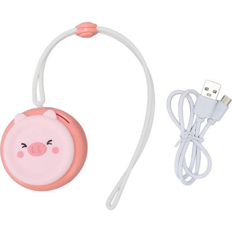 Collier ventilateur rechargeable sans pale, réglable 3 vitesses, mini ventilateur suspendu avec dragonne ajustable, pour extérieur, couleur rose. (1/5)