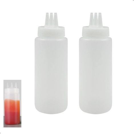 Quetschflasche für Saucen und Dressings, mit mehreren Löchern, hygienisch und gesund, ideal für Salate und Marmelade, 450 ml, 2 Stück (1/5)