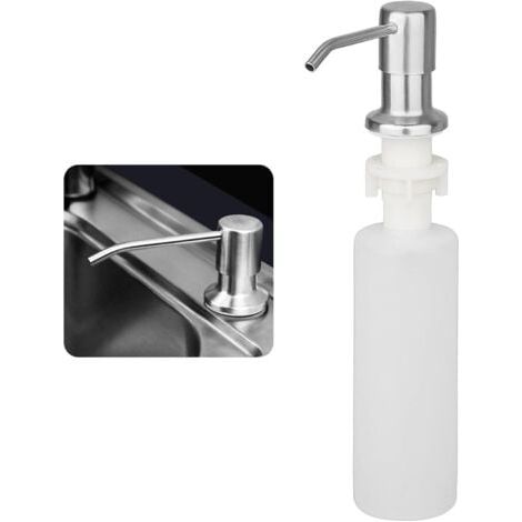 Distributeur Savon Liquide Encastrable avec Bouteille 300ML, Distributeur Savon de Mousse Evier, Distributeur Liquide Vaisselle Cuisine, Distributeur de Détergent en Acier Inoxydable pour Bains (1/5)