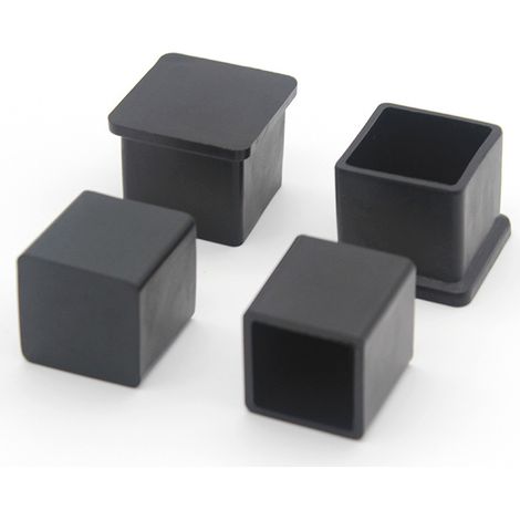 Lot de 10 Embouts de Pieds de Chaise carrés en Caoutchouc antidérapant pour protéger Le Sol des Meubles et des Tables 25 x25 mm, Noir (1/5)