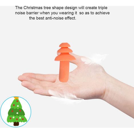 10 Paires de Bouchons d'Oreilles en Silicone Souple, Anti-Bruit, Forme de Sapin de Noël pour Dormir (1/2)