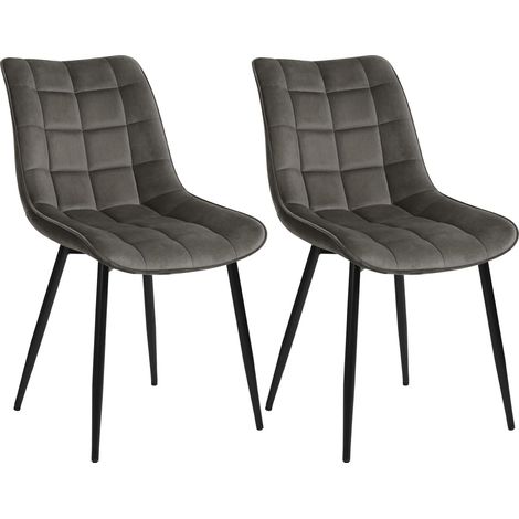 Woltu – Lot de 2 chaises de salle à manger – Siège en velours gris foncé – Pieds en métal – Hauteur 85.5 cm – Confort ergonomique