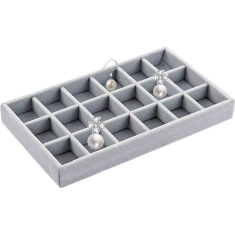 YMYNY Organisateur de plateau à bijoux, organisateur de tiroir à bijoux, boîte en velours pour boucles d'oreilles, bracelets, bracelets (1/3)