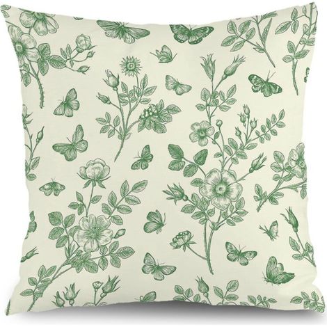 Housse de coussin feuilles fleurs colorées, décoration canapé,40×40cm (1/5)