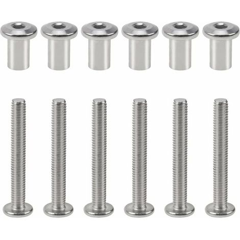 (Lot de 10) Vis à six pans creux - vis de fixation pour meubles - connecteurs filetés pour armoires M6x50 mm (1/4)