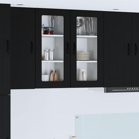 Wall Glass Cabinet LUCCA Black 40 x 31 x 80 cm Engineered Wood vidaXL