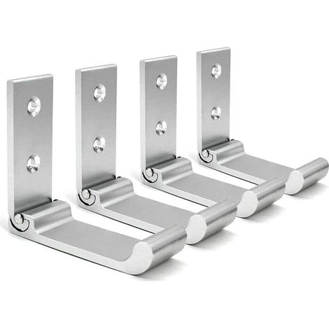 Crochets Muraux Pliables, 4 Pièces Support Casque Mural, Crochets pour Manteaux Invisibles, Crochet Mural en Aluminium, Avec Vis, Patère pour Veste Serviette (Argent), (1/5)
