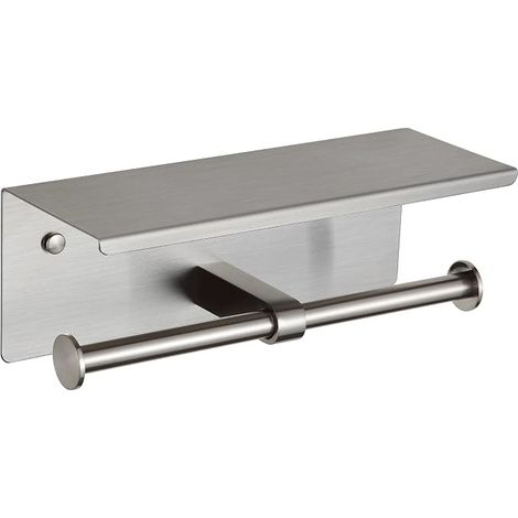 Toilettenpapierhalter mit Ablage in gebürstetem Nickel mit Doppelkopf aus Edelstahl 304 für das Badezimmer (1/5)