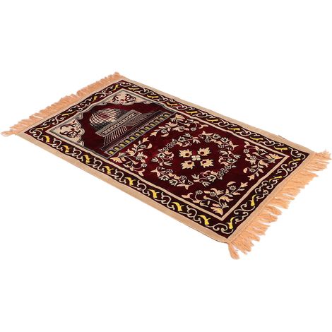 Tapis de Prière Musulman Polypropylène Portable Design Fleuri Élégant Natte de Culte Ethnique Rouge (110x70cm / 43.3x27.6in) (1/5)