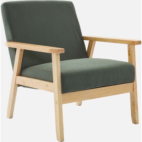 Sillón escandinavo de madera y pana
