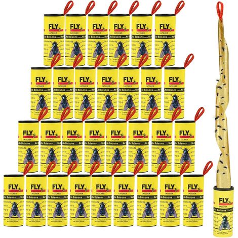 Lot de 30 bandes de papier anti-mouches - Rubans adhésifs pièges à mouches pour l'intérieur et l'extérieur (1/5)