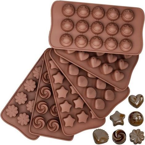 Kreative DIY-Silikonform für Schokolade, 6 verschiedene Designs, Silikonform für Weihnachtssüßigkeiten, Kuchen, Gelee (1/4)