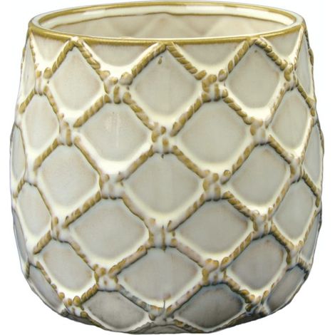 Pot en céramique crème de 15 cm pour fleurs, émaillé, 1 pc. (1/4)