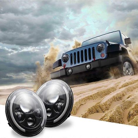 Phare rond à LED 7 pouces 200 W avec feux de jour et clignotants intégrés pour Jeep Wrangler JK LJ TJ CJ 97-18 (1/5)