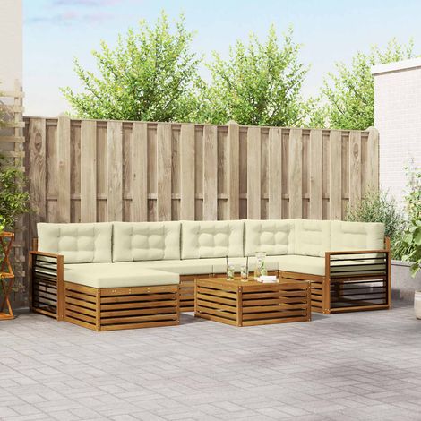 Outdoor-Sofagarnitur mit Kissen 7 pcs Natur und Creme