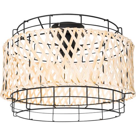 Orientalische Deckenlampe schwarz mit Bambus - Irena