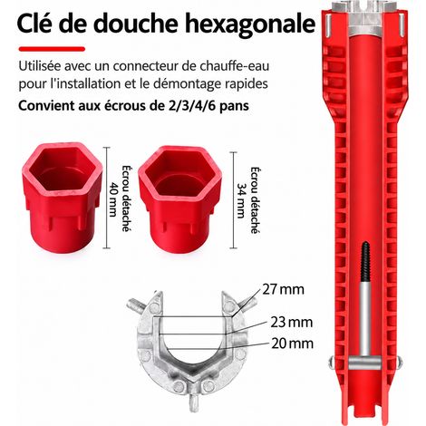 Clé pour évier et robinetterie multifonction 8 en 1 sous carte réf 8629 33 × 12 × 6 cm 188 g – Livraison gratuite