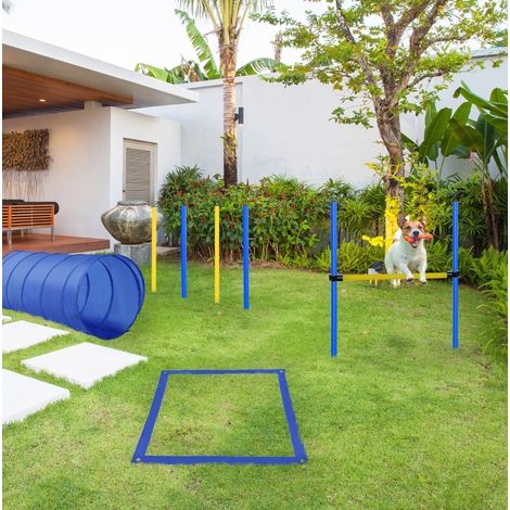 CHICFURN Set de agility para perro 5 piezas 148 x 60 cm poliéster amarillo con bolsa (1/5)