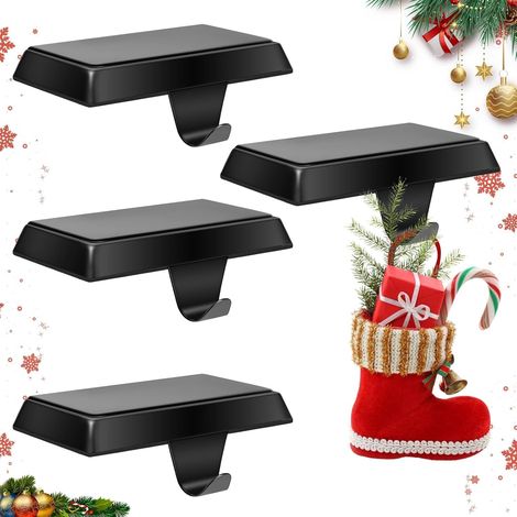 Kindfiber OÜ-4 Pièces Cintres pour Chaussettes Noël pour Cheminée,pour Cheminée Manteau Fenêtre Maison Noël Fête Décoration (1/5)