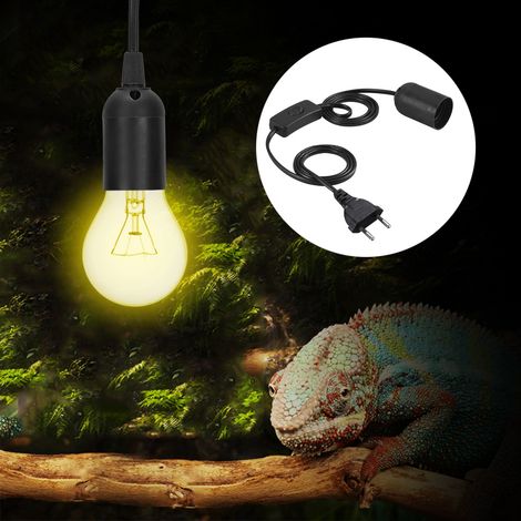 Douille E27 en plastique noir pour résistance chauffante en céramique avec interrupteur indépendant, pour reptiles, tortues et lézards. Prise UE 220 V. (1/5)